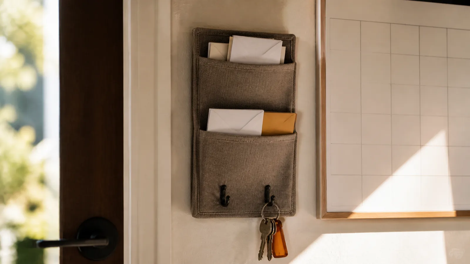 Tidy wall mail organizer and key hook — the simple system that keeps a parent on top of things